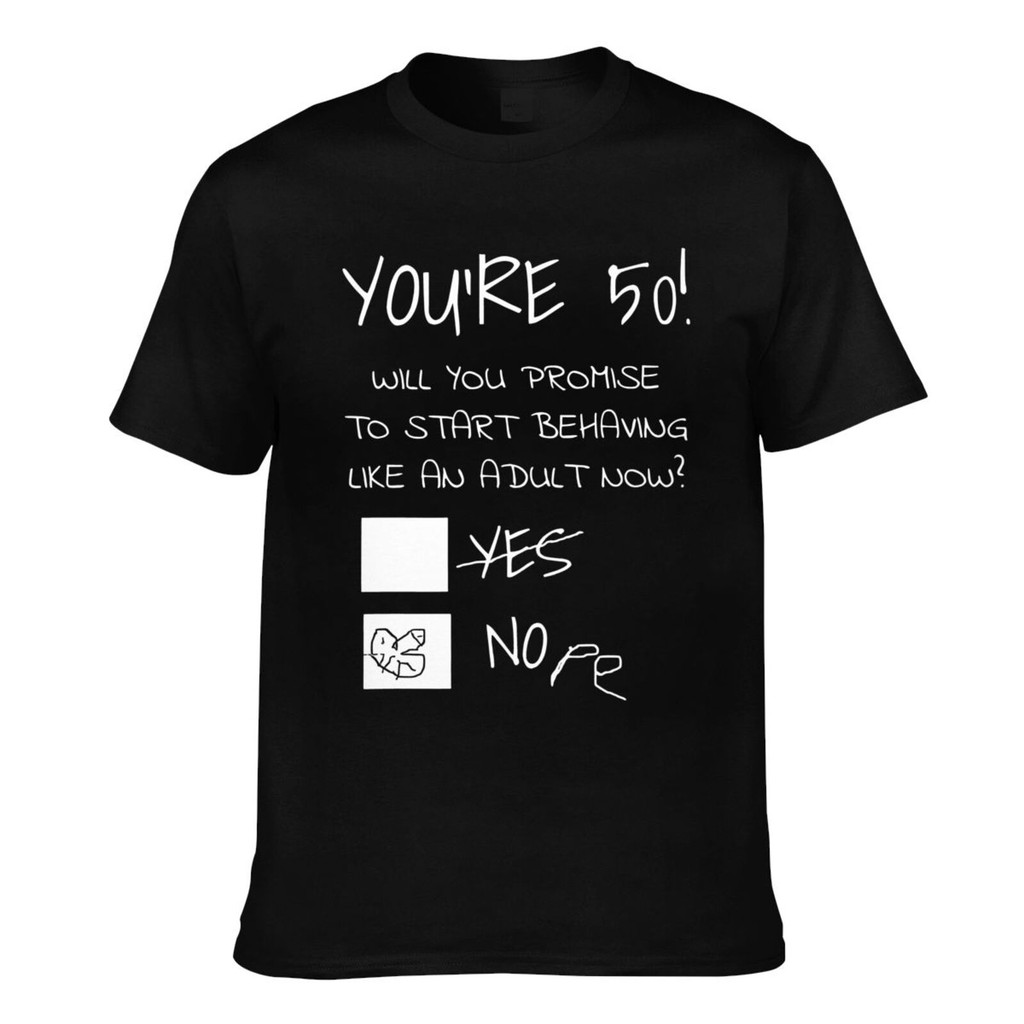 ตลก 50Th Birthday Gag Idea 50 Years Old Joke Present เสื้อยืดแฟชั่นผู้ชาย