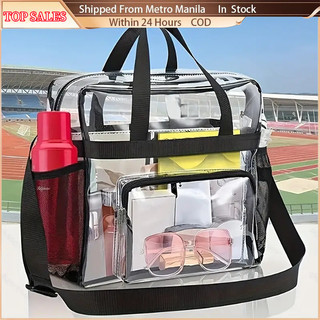 [TOP SALES] Large Capacity Thickened PVC Transparent Bag Portable Washing Bag Clear Tote Multi Pocket Handbag
