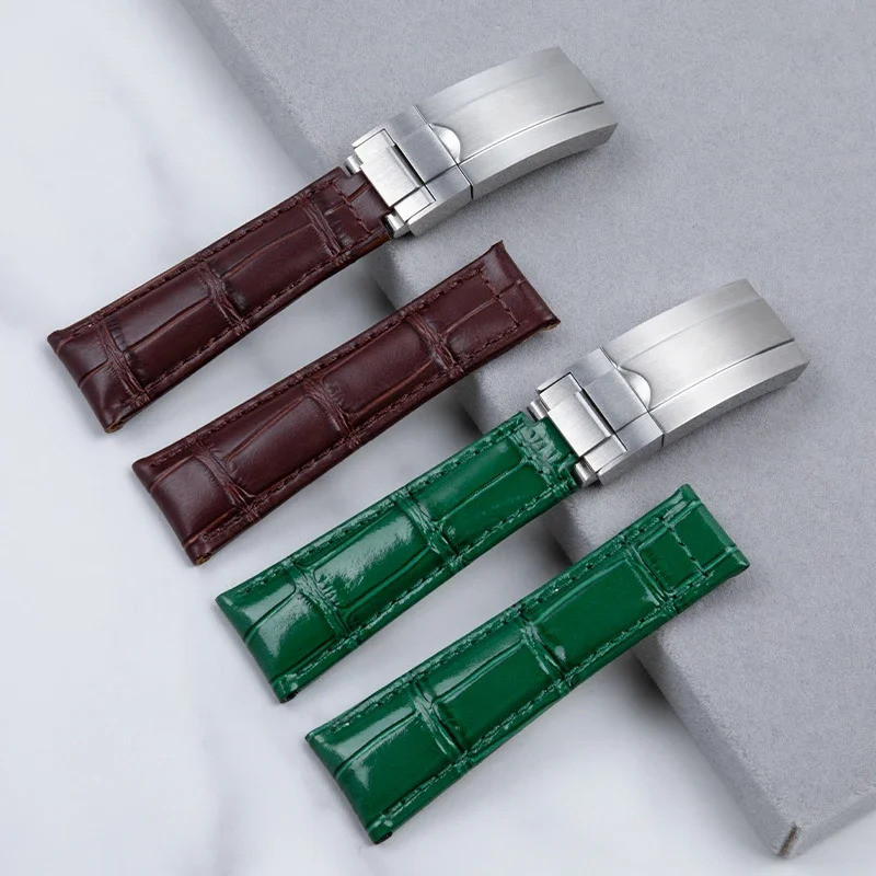 20 มม.สายคล้องคอนุ่มสําหรับสาย Rolex วันที่ Fair Oyster ถาวร GMT Diver Daytona สร้อยข้อมือหนังเข็มขั