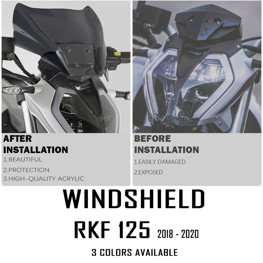 LQ Motorcycle Windshield for Keeway RKF 125 2018 2019 2020 RKF125 NEW Accessories Windscreen Wind Sh