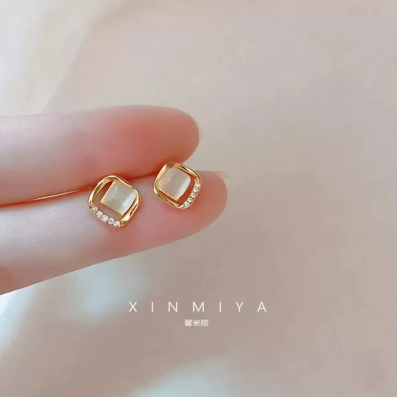 ต่างหูเกาหลีมินิต่างหูสี่เหลี่ยมประณีต 2024 ใหม่ - รูปที่ 7
