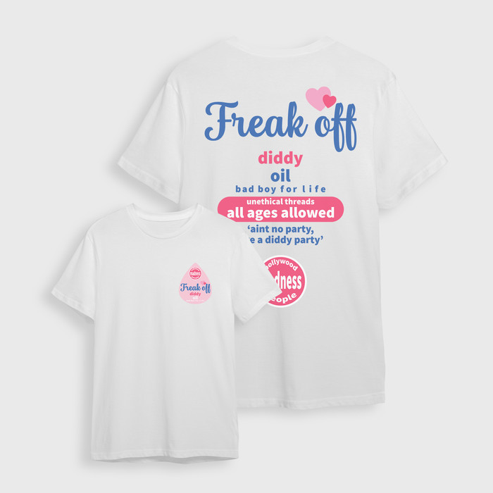 FREAK OFF Dididy Oil Jhonson Baby Oil Hollywood Combed 30s เสื้อยืดสีขาว