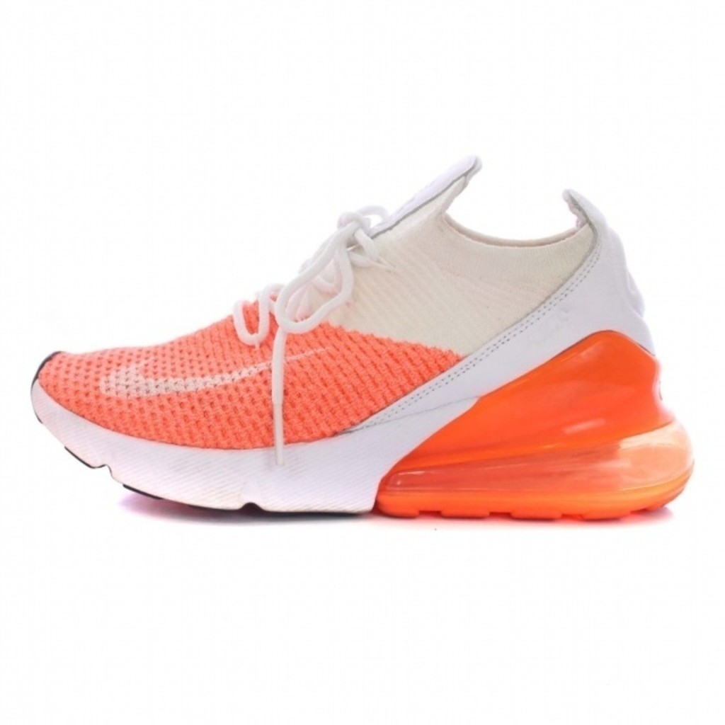 ขายร้อน Nike Air Max 270 Flyknit 23.5 M.สีส้มสีขาวโดยตรงจากญี่ปุ่นมือสอง