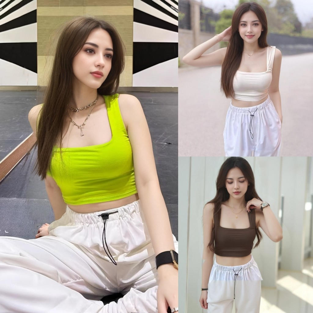 เสื้อยืดทรงสี่เหลี่ยมแขนกุดสำหรับผู้หญิง ดีไซน์เอวสูงเพิ่มความเซ็กซี่ให้กับคุณในฤดูร้อนที่แสนสดใส