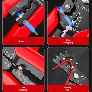 MOVATEK คีมปลอกสายช่างไฟฟ้ามืออาชีพมัลติฟังก์ชัน5ใน1คีมดัดฟังก์ชันการดัดและจีบที่คีมตัด