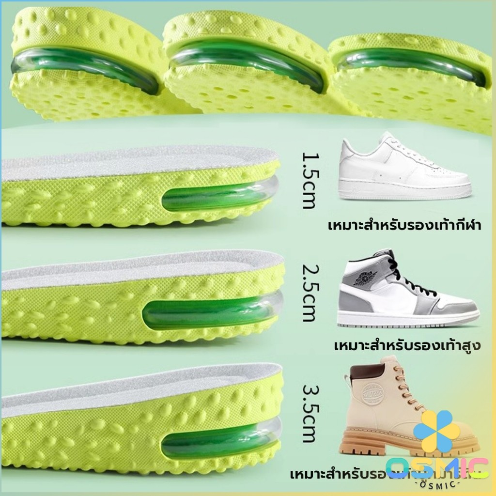 MIC แผ่นเสริมส้นรองเท้า ระบายอากาศ เพิ่มส่วนสูง 1.5cm 2.5cm 3.5cm Heightened insole
