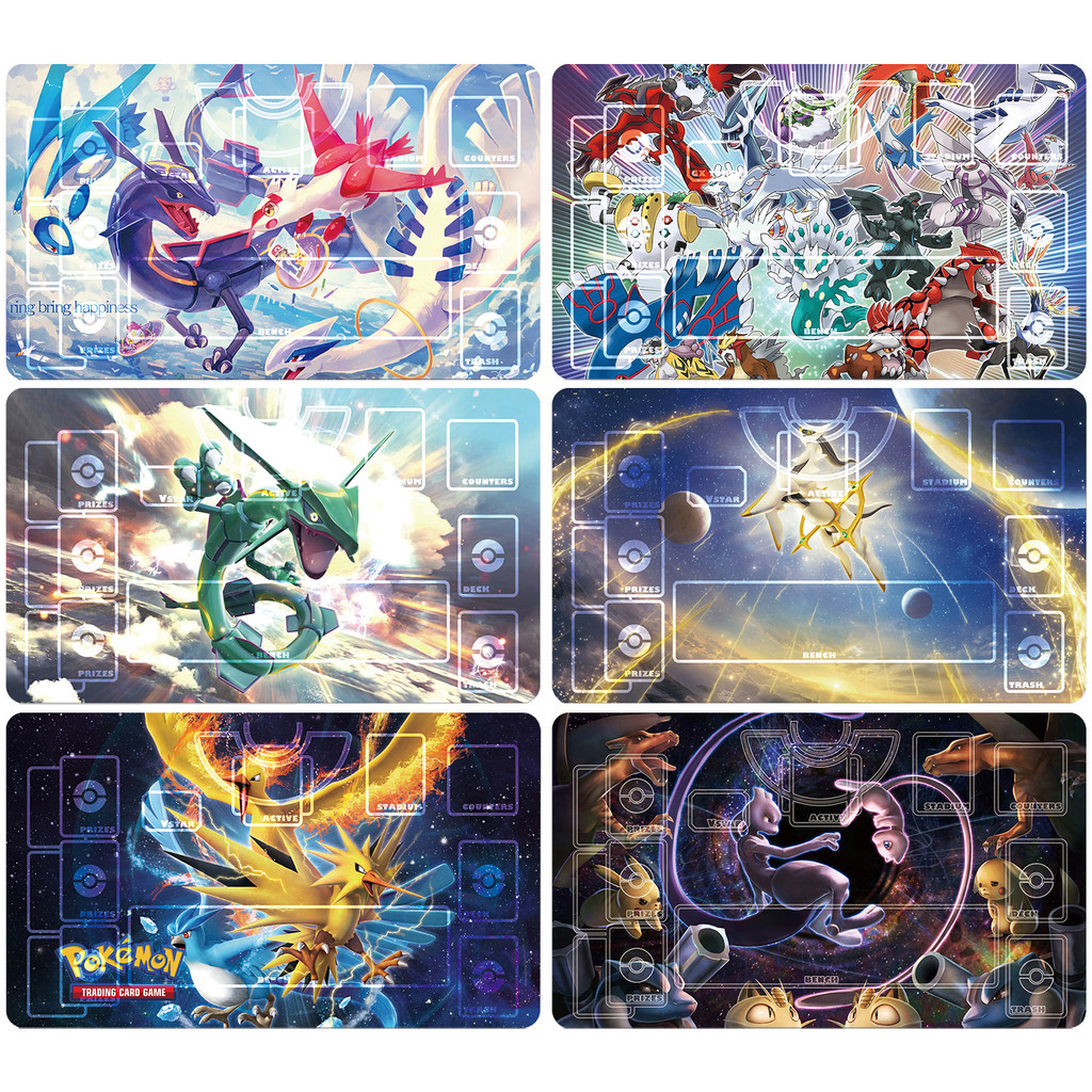 Diy 60x35x0.2 ซม.PTCG Pokemon Dedicated Battle Game Card Mat Rayquaza Arceus Mewtwo Lugia Zapdos ของ