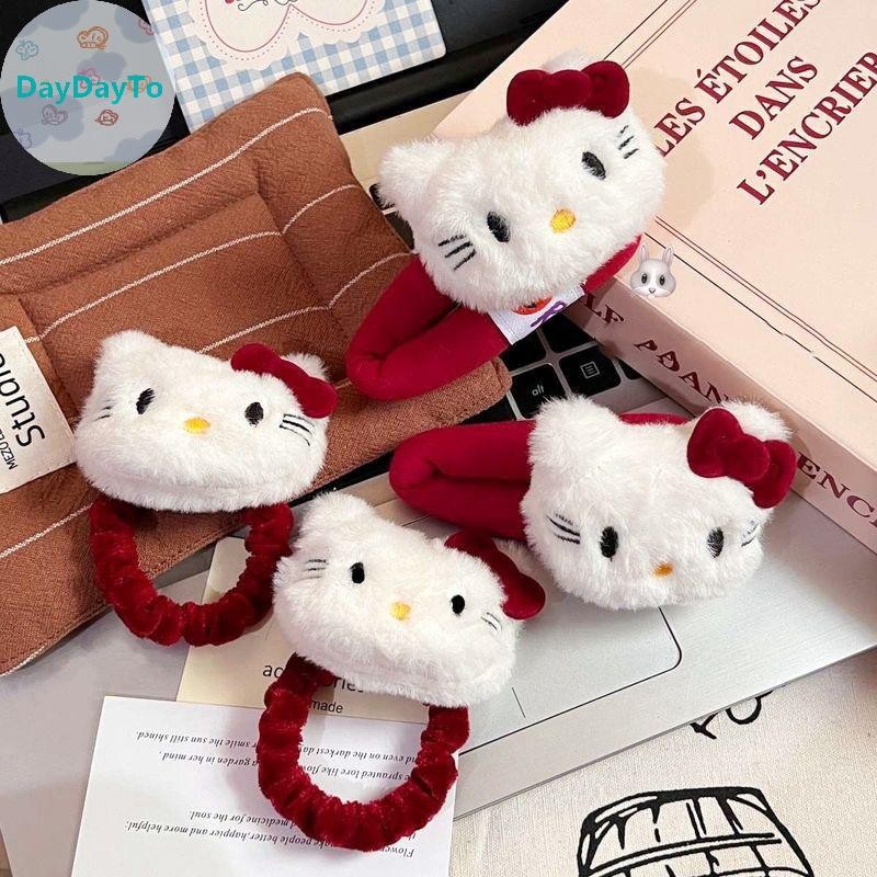 Daydayto การ์ตูน Sanrio ผมผูก Hairpin น่ารัก Hello Kitty Bow Plush เชือกผมคลิปผมหวาน Bangs คลิปด้านข้างอุปกรณ์เสริมผมสาวของขวัญ TH