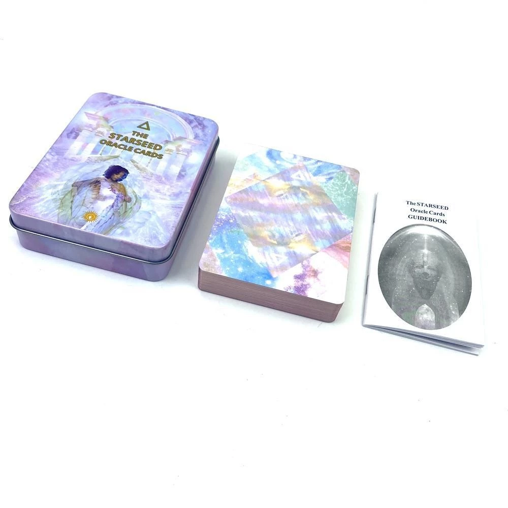 กล่องเหล็กดาวไพ่ทาโรต์การ์ด starseed Oracle cards ขอบสีบรอนซ์ระดับไฮเอนด์