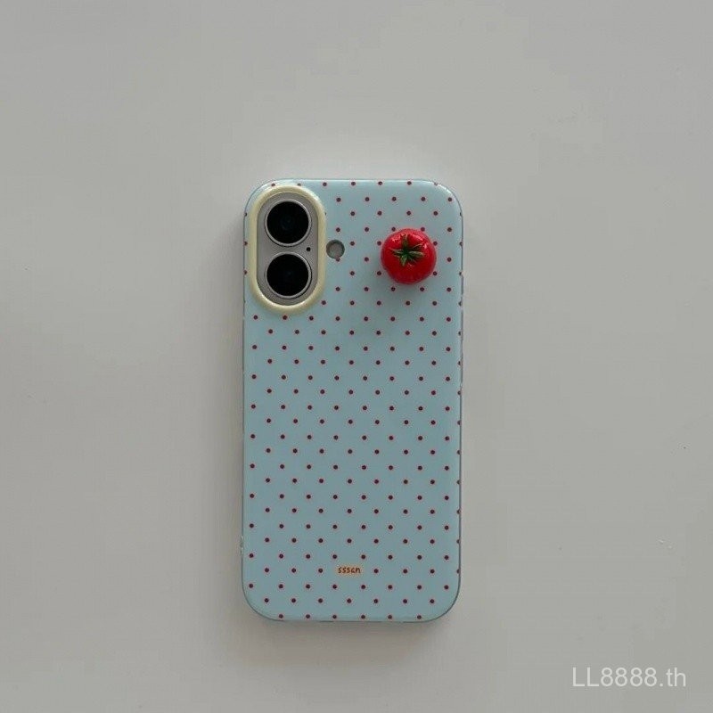 เคสโทรศัพท์มือถือสำหรับ iPhone ลายจุดมะเขือเทศสามมิติ16/15/14pro เฉพาะ ins13promax/12/11ญี่ปุ่นและเกาหลี xsmax/XR นุ่ม7/8PLUS เคสป้องกันแบบเต็มรูใหญ่กันกระแทก w06w