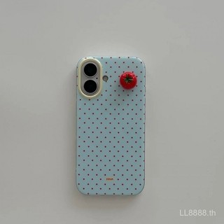 เคสโทรศัพท์มือถือสำหรับ iPhone ลายจุดมะเขือเทศสามมิติ16/15/14pro เฉพาะ ins13promax/12/11ญี่ปุ่นและเกาหลี xsmax/XR นุ่ม7/8PLUS เคสป้องกันแบบเต็มรูใหญ่กันกระแทก w06w