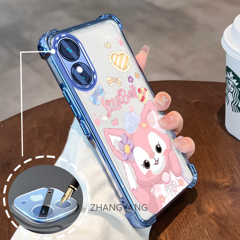 สําหรับ OPPO A18 A38 A17 A17K Electroplated สี่มุม anti drop และกันกระแทกเคสโทรศัพท์ความงามการ์ตูนรูปแบบตัวอักษร TPU soft case - รูปที่ 3