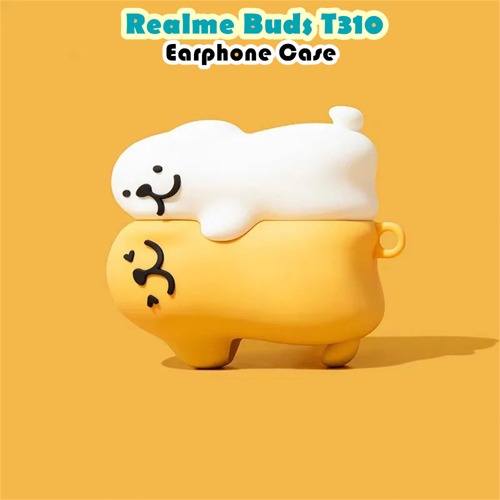 คุณภาพสูงสําหรับ Realme Buds T310 Case Casing Soft Silicone Headphone Case Innovation Cartoon NO.4