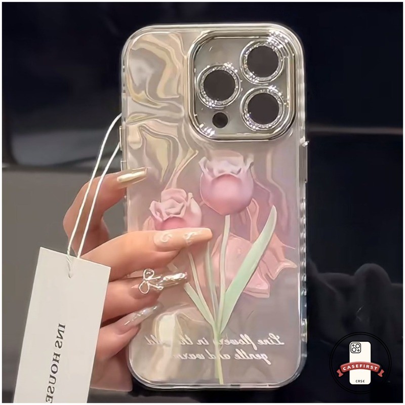 ดอกทิวลิปแสนโรแมนติกดอกไม้คลื่นน้ำนุ่ม เคส IPhone XR 16 11 13 15 14 12 Pro Max 7Plus 15 6s 8 14 6 16 Plus X XS Max SE