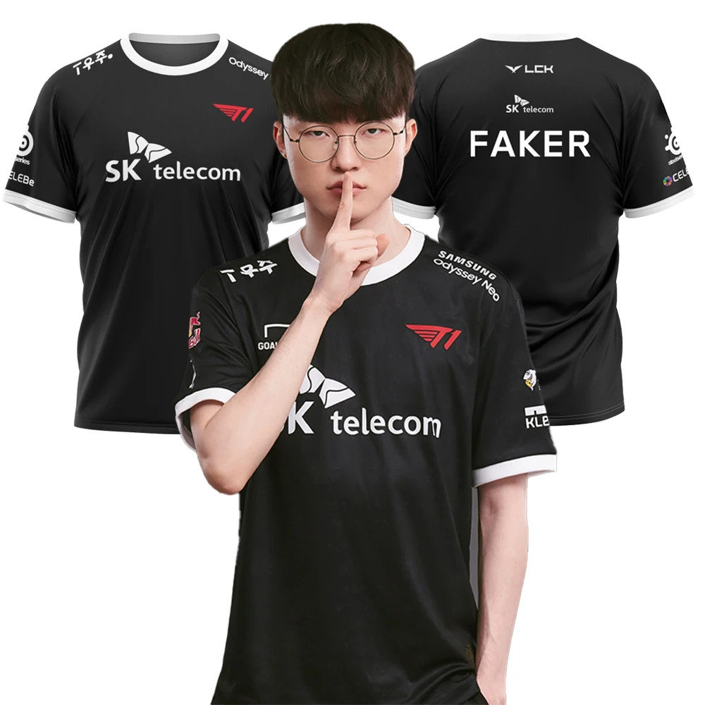 2023 League Of Legends World Finals SKT T1 เสื้อยืด LOL เกม Esports ชุดทีมเสื้อยืด MSI Faker Zeus พัดลมสนับสนุน Boys Jersey