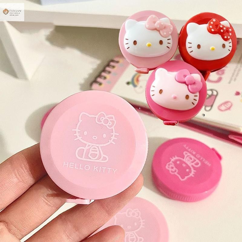 Cod Kawaii Hello Kitty Self-Telescping เทปมินิแบบพกพานุ่มไม้บรรทัดเทปวัดเสื้อผ้ารอบเอวเครื่องมือใหม่