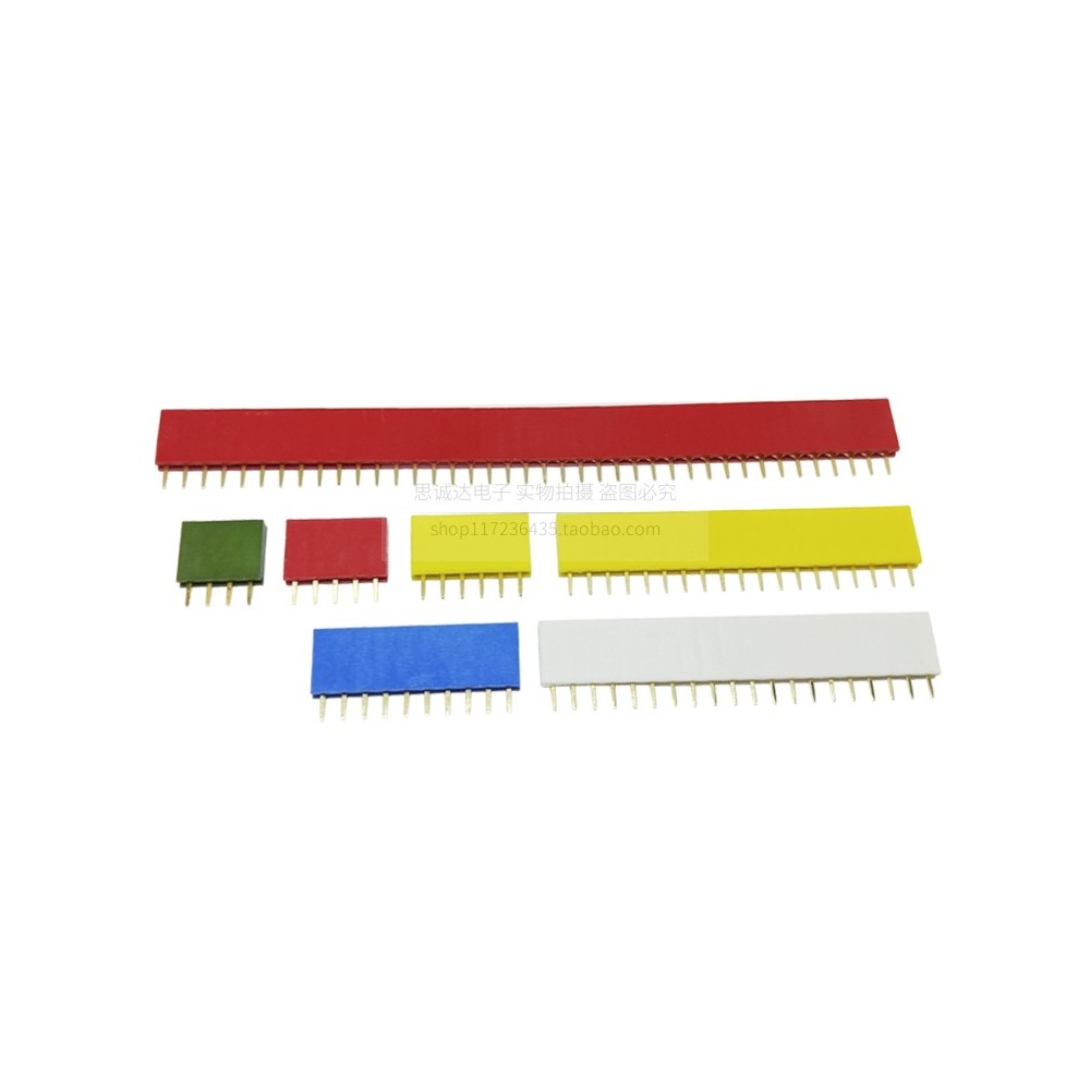 2.54 มม.Pitch สีเดี่ยวแถวหญิง Pin Header ซ็อกเก็ตตรง Pin หญิงซ็อกเก็ต 1 * 4P5P6P8P10P20P40P