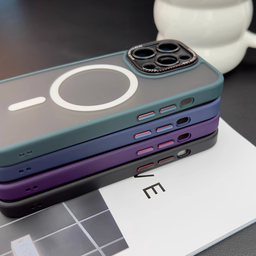 Luxury Lycra Skin feel Matte Magnetic case Desert Gold สําหรับ iPhone 16 15 14 13 12 Pro Max 14Plus 15Plus 16Plus 16 Pro ขั้นสูง Anti Shock Hard ฝาหลังป้องกัน Cove - รูปที่ 3