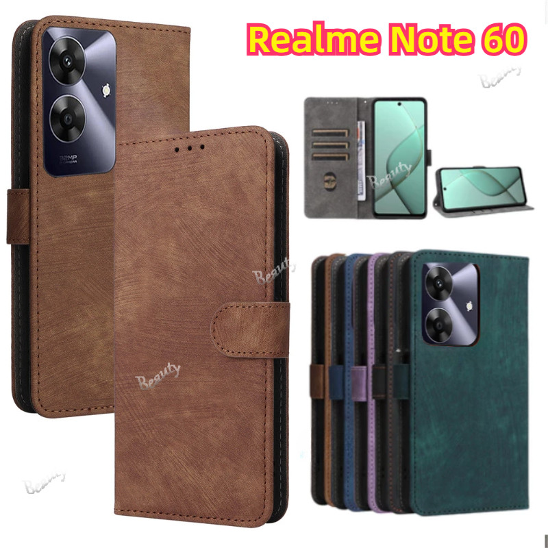 ซองหนังสําหรับrealmeหมายเหตุ60 60X50 Note60 Note50 C53 C51 C61 C63 RealmeNote50 RealmeNote60 4Gปลอกโทรศัพท์วงเล็บแม่เหล็กกันกระแทกแขวนเชือกช่องใส่การ์ดกระเป๋าสตางค์ปก