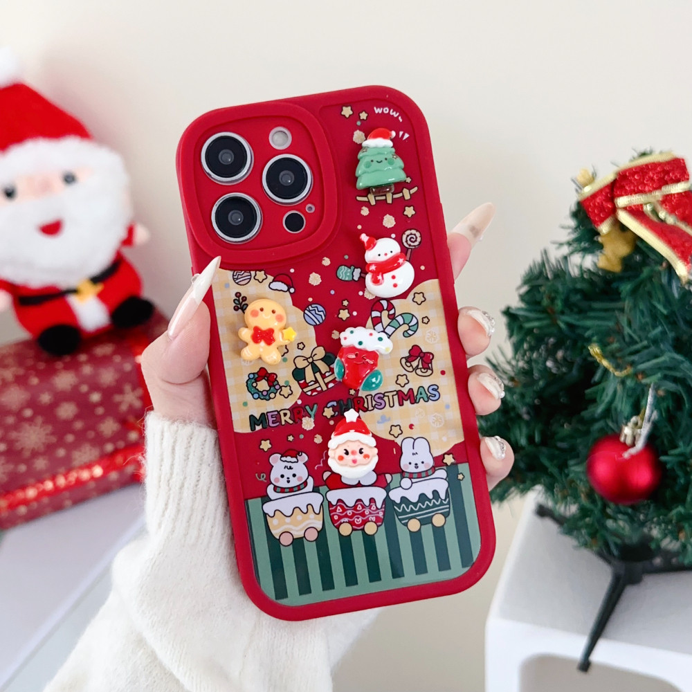 3d การ์ตูนคริสต์มาส Santa Claus หมี Reindeer เคสโทรศัพท์สําหรับ iPhone 13 12 11 14 15 Pro Max 7 8 16 Plus XS Max X XR กรณี