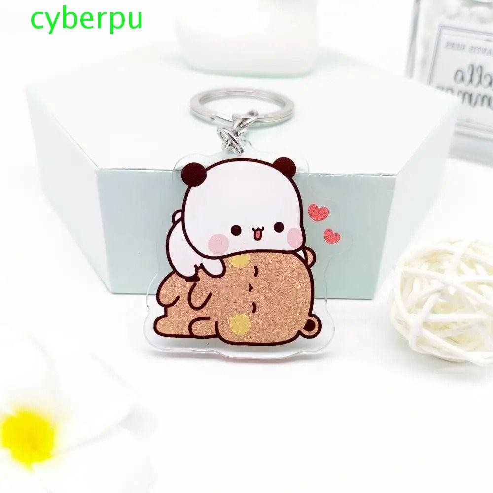 Cyberpulse พวงกุญแจคู่สุดน่ารัก, การ์ตูนอะคริลิค Bubu Dudu Panda Bear พวงกุญแจ, น่ารัก Kawaii สัตว์หวานน่ารักการ์ตูน Bubu Dudu Key Chain อุปกรณ์เสริมกระเป๋านักเรียน
