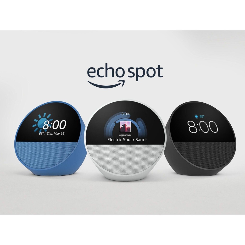 Amazon Echo Spot 2024 ลำโพงอัจฉริยะนาฬิกาปลุก หน้าจอสัมผัส 2.83 นิ้ว สีดำ