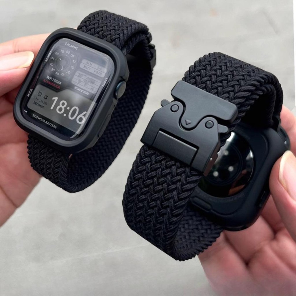 ทนทานสายถักไนลอนและเคส TPU สําหรับ Apple Watch S10 SE S7 S8 S9 iWatch 45 มม.41 มม.40 มม.44 มม.42 มม.