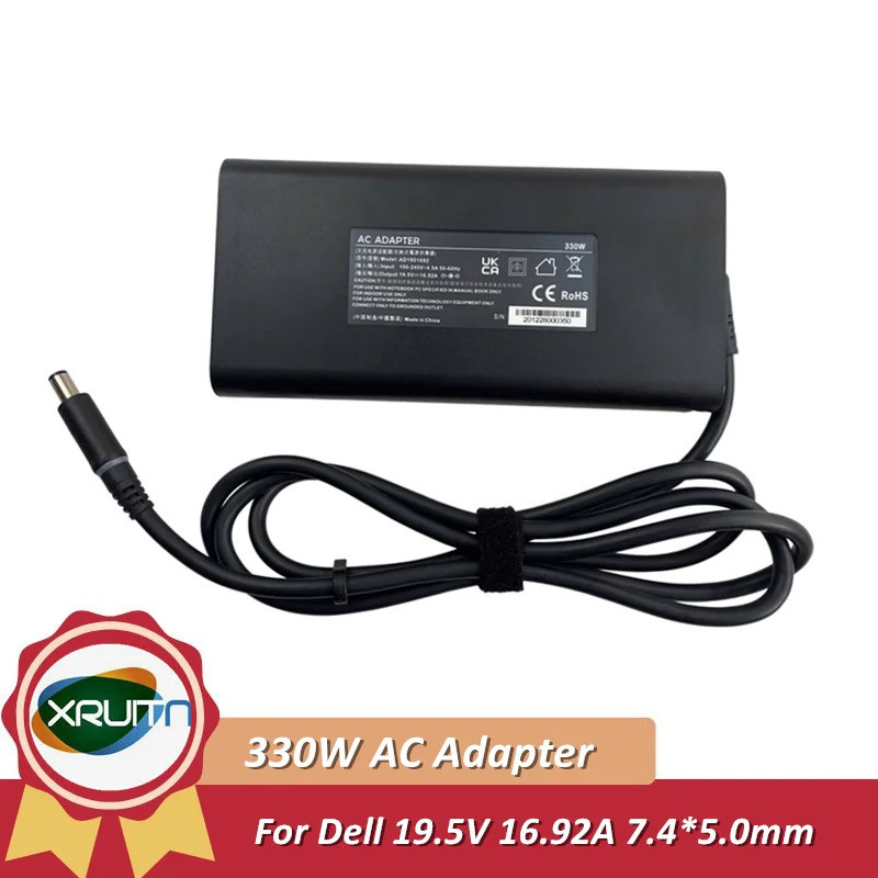 Slim แบบพกพา 19.5V 16.92A 330W GAN AC Adapter Charger สําหรับ DELL Alienware แล็ปท็อปแหล่งจ่ายไฟ LA3