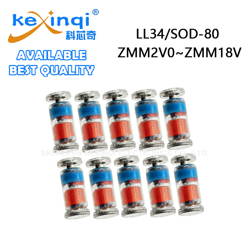 (20-100 ชิ้น) ZMM2V0 ZMM18V ZMM3V3 ZMM4V7 ZMM6V2 ZMM9V1 ZMM10V ZMM15V LL34 SOD-80 SMD สวิทช์ไดโอด1206 แก้วแพคเกจกระบอก