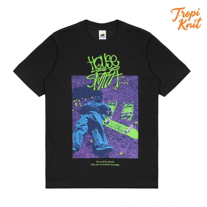 เสื้อยืดแขนสั้นผู้ชาย DTF House of Smith - Too Tyred Black 7 - T Shirt boxy