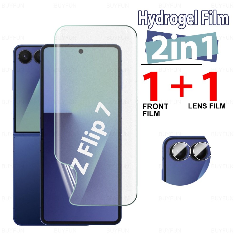 2in1 สําหรับ Samsung Galaxy Z Flip 7 ป้องกันหน้าจอฟิล์มไฮโดรเจลใส SamsungZFlip7 ZFlip7 Z Flip7 2025 
