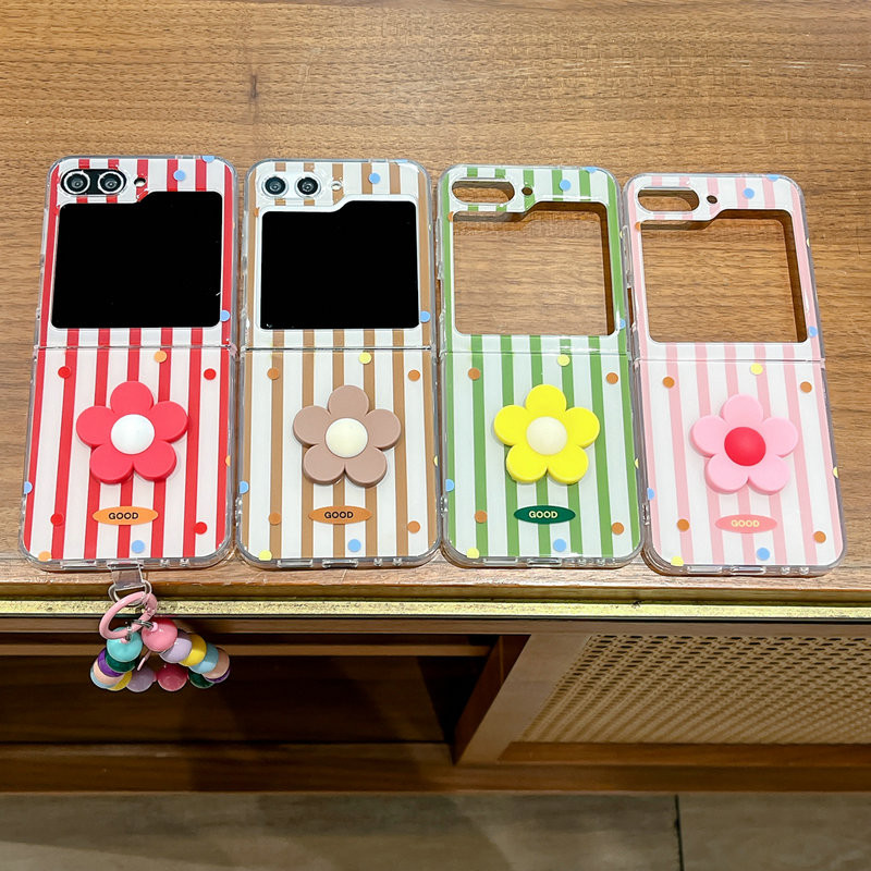 เคสโทรศัพท์แบบพับได้สําหรับ Samsung Galaxy Z Flip6 Flip5 Flip4 Flip3 สองด้าน IMD สร้อยข้อมือดอกไม้สา