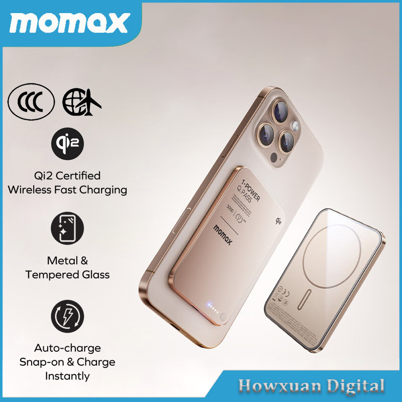 Momax 5000mAh Qi2 Magnetic Power Bank PD15W 1-Power Q.Pass Fast Charging Powerbank