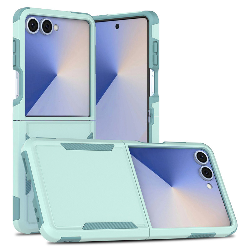 สําหรับ Samsung Galaxy Z Flip 7 ปลอกทหารเกราะกันกระแทกพับเคสโทรศัพท์สําหรับ Samsung Galaxy Z Flip 6 5 4 พลาสติกแข็ง + Soft TPU Anti-Slip ฝาหลังอุปกรณ์เสริม