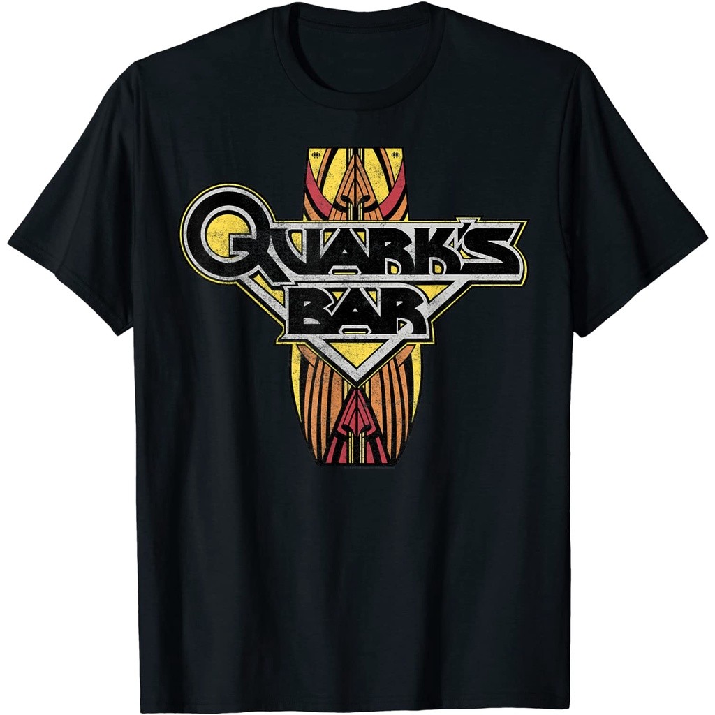 Star Trek DS9 Quarks Bar เสื้อยืดโลโก้วินเทจนุ่มหนาพรีเมี่ยม