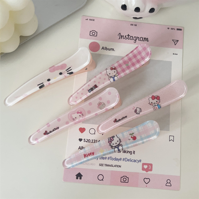 8เซนติเมตรน้ําแข็งแมวสีชมพูแถบคลิปผมญี่ปุ่นสาวหวาน ใบเรียกเก็บเงินเป็ด คลิปอุปกรณ์ผม