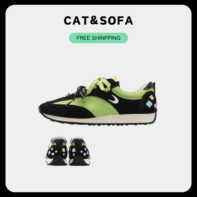 CAT&SOFA [พร้อมส่ง] Cat and Sofa Cortez รองเท้ากีฬา Sneakers Black Green Jogging Breathable Outdoor 