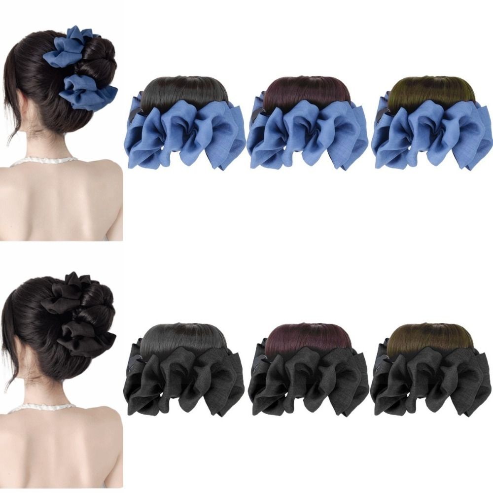 เจรีมี1สีฟ้าสีดําโบว์ ชญอง,กรงเล็บคลิปต่อผมมวยผมสังเคราะห์,อุปกรณ์ผม น่ากลัว ผมชิ้นปุยหัวบอลวิกผมผู้หญิง - รูปที่ 5