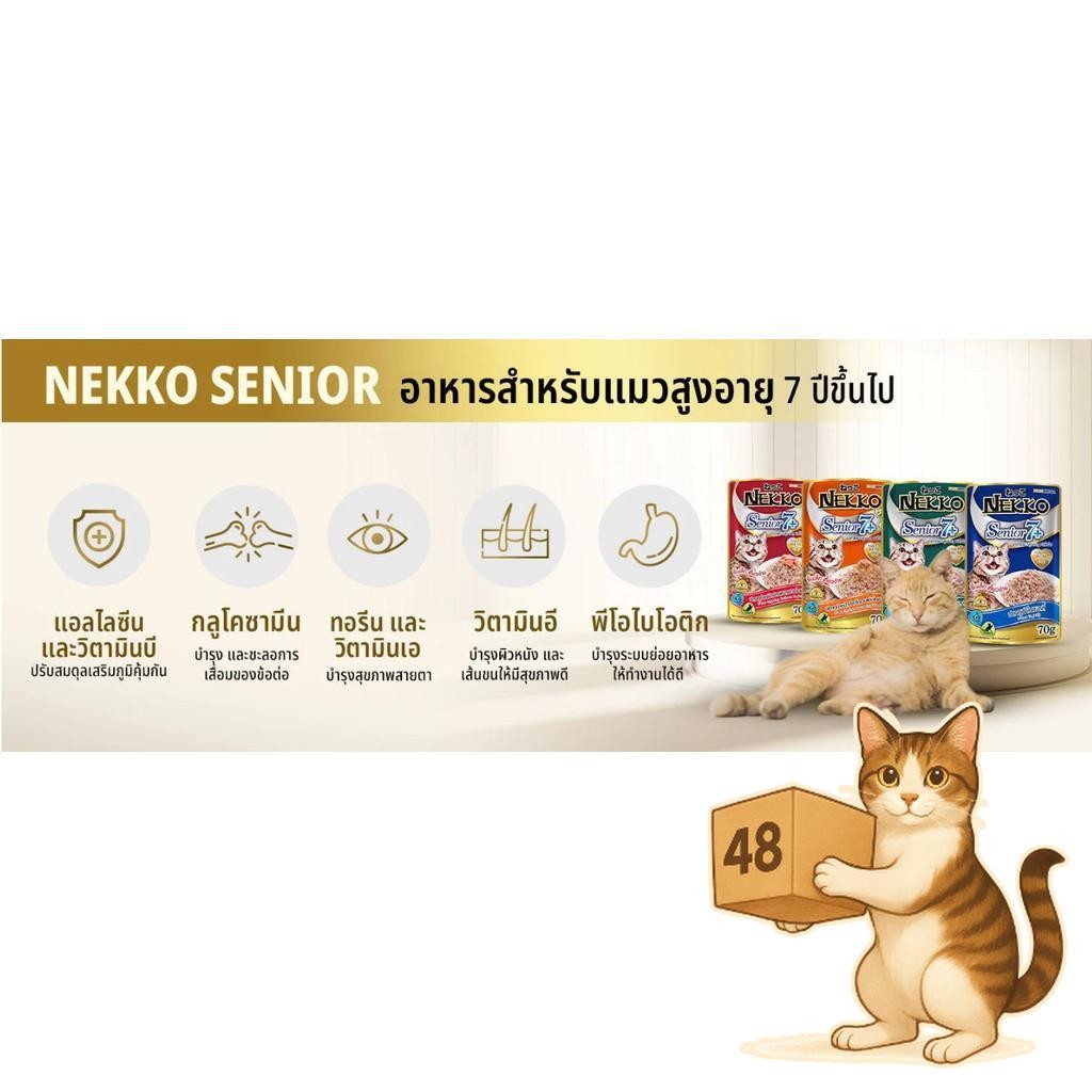 ( ยกลัง 48 ซอง ) Nekko อาหารแมว เปียกแมว เนื้อทูน่าแท้ โดยไม่มีส่วนผสมของเนื้อเทียมและไม่มีสารกันบูด รูปที่ 7