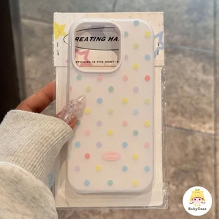 เคสไอโฟน13 สำหรับ iPhone 17 11 16 13 12 15 14 Pro Max 7 8 16 Plus XR X XS Dots สีสันสดใสสีลูกอมสีใหม่ 2 in 1 ปกอ่อน