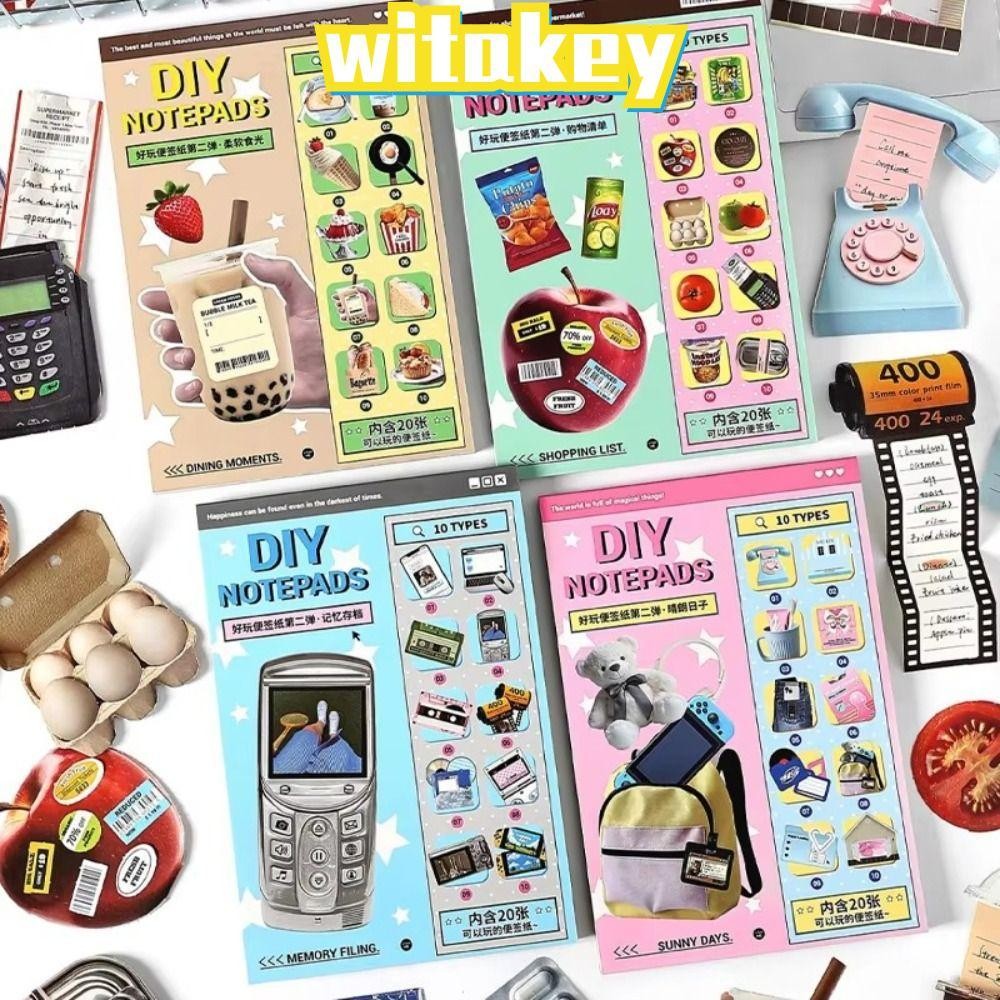 WITAKEY กระดาษเขียน 20 ชิ้น, กระดาษโน้ต Handcraft ดีไซน์น่ารัก, แผ่นบันทึกสไตล์เกาหลี Kawaii 2025