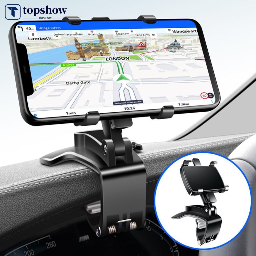 TOPSHOW รถแดชบอร์ด Mount ที่วางโทรศัพท์ขาตั้งคลิปบน Cradle Universal โทรศัพท์มือถือ GPS Bracket หมุน