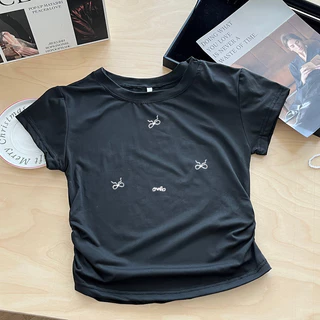 G03-07 เสื้อยืดแขนสั้นพิมพ์ลายโบว์เล็ก สุดน่ารัก แนวเกาหลี หลายไซส์ ผ้านิ่มสวมใส่สบาย ใส่ได้ทุกโอกาส ราคาถูก