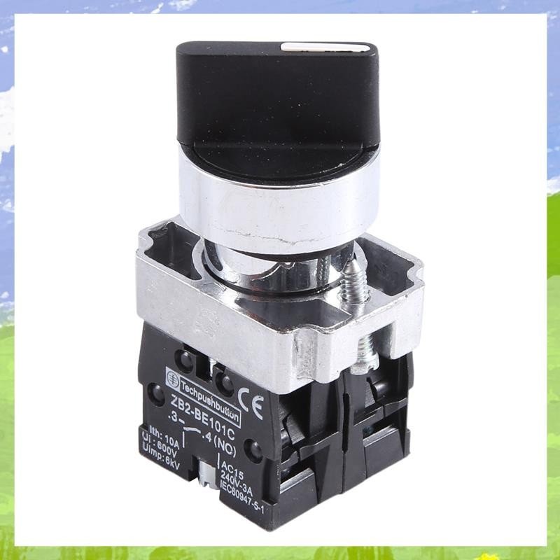 22 มม.สลัก 2 ไม่มี 3 ตําแหน่งตัวเลือกโรตารี่เลือกสวิทช์ ZB2-BE101C สีดํา