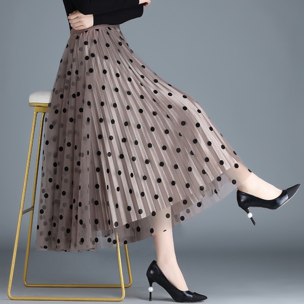 กระโปรง Tulle ลายจุดสำหรับผู้หญิง แบบ A-line ทรงกลาง มีเอวด้านบนยืดได้ พร้อมขอบกระโปรงกว้าง QT2671 — صورة 2