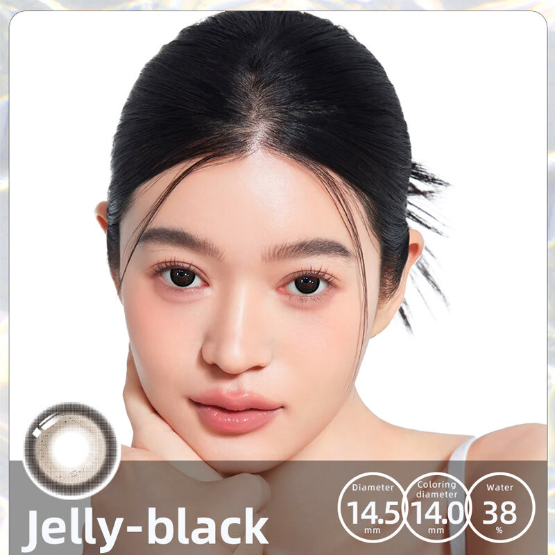 Jelly-ดํา Mrs.H คอนแทคเลนส์ Power(0.00~-6.00) 1 คู่(2 ชิ้น) Big Eyes 14.5 มม. สีดําสีเทาคอนแทคเลนส์พ