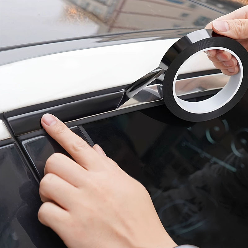ใหม่ 3/5/7/10 ซม.Glossy Black Vinyl Wrap Blackout ไวนิล Window Trim ฟิล์มสติกเกอร์สําหรับภายในรถ Hood หลังคาเสา