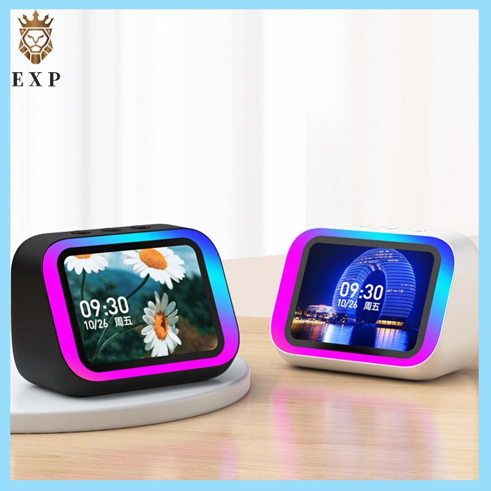[explosion1.th] ลําโพง BT แบบพกพา Voice Assistant Home Speaker นาฬิกาปลุกพร้อมไฟ RGB สําหรับห้องนั่ง