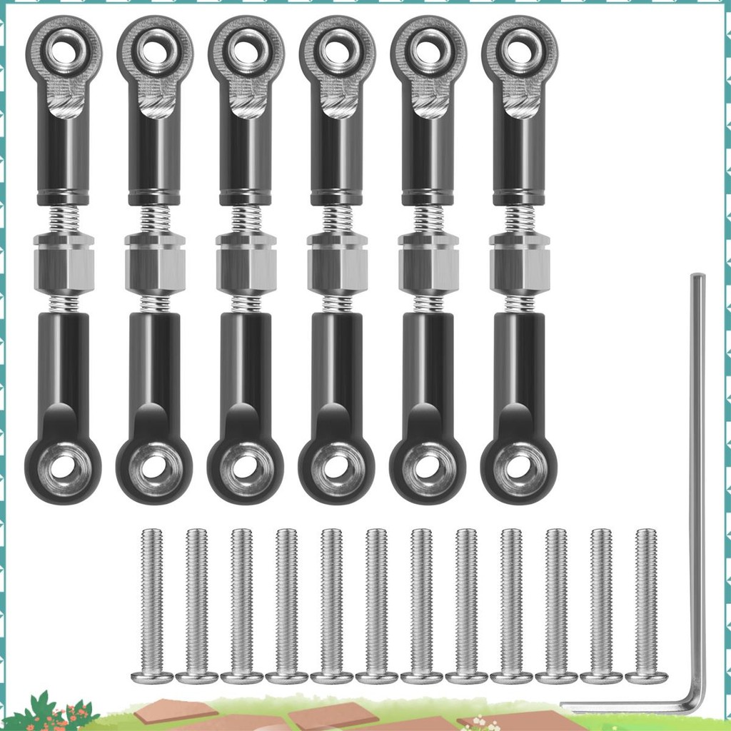 Uefrdkuwg 6 ชิ้นปรับโลหะ Linkage ดึง Rod ด้านหน้า/ด้านหลัง Servo Link สําหรับ A949 A959 A969 A979 K9