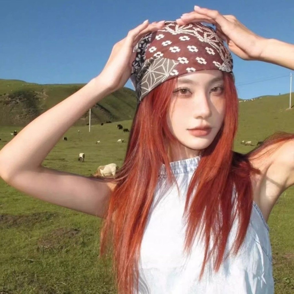 ชาติพันธุ์เม็ดมะม่วงหิมพานต์ดอกไม้ Headscarf y2k สาวร้อนสไตล์ผมวงผ้าพันคอผ้าไหม Sichuan Nishiyun Rad